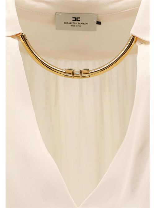 SHIRT WITH JEWEL ACCESSORY ELISABETTA FRANCHI | CA12356E2DZ9 Milk